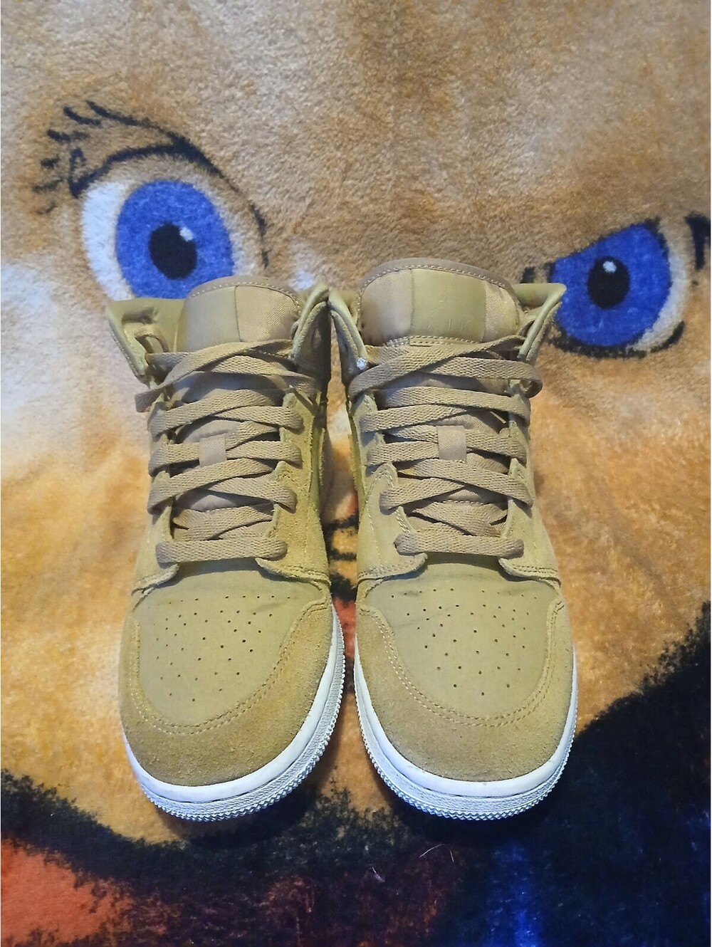 Jordan 1 Mid Wheat Suede Sneakers Size 7Y